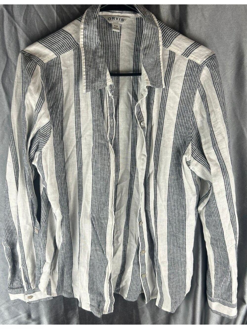 Orvis Classic Collection Pinstripe Button Down Shirt Med Striped Long Sleeve